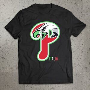 Italia Eagle Graphic T-Shirt | Italian Pride Tee | Bold Letter P Design Black
